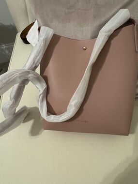 Samara Gold-Stamped Dusty Pink vegan Leather Bag